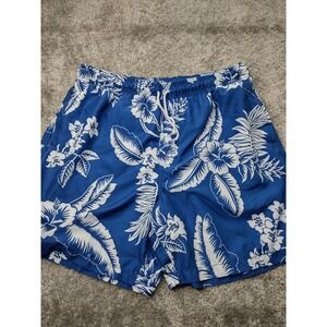 Men's Swim Shorts Size XL Trader Bay  Blue Hibiscus Hawaiian print Beachy